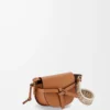 Mini sac Gate Dual en cuir de veau souple et jacquard Tan
