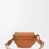 Mini sac Gate Dual en cuir de veau souple et jacquard Tan