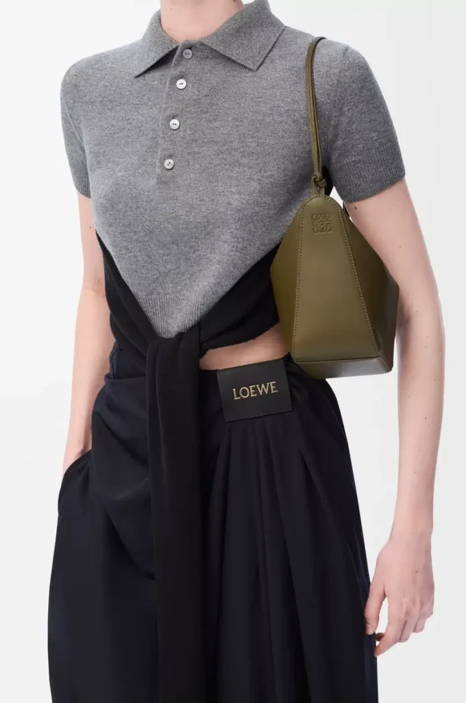 Mini sac hobo Hammock en cuir de veau classique Dark Khaki