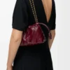 Mini sac à main Flamenco en anguille bordeaux