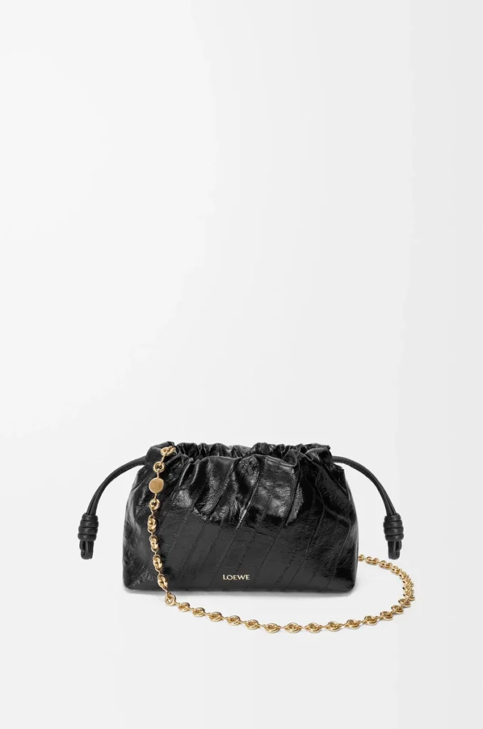 Mini sac à main Flamenco en anguille Noir