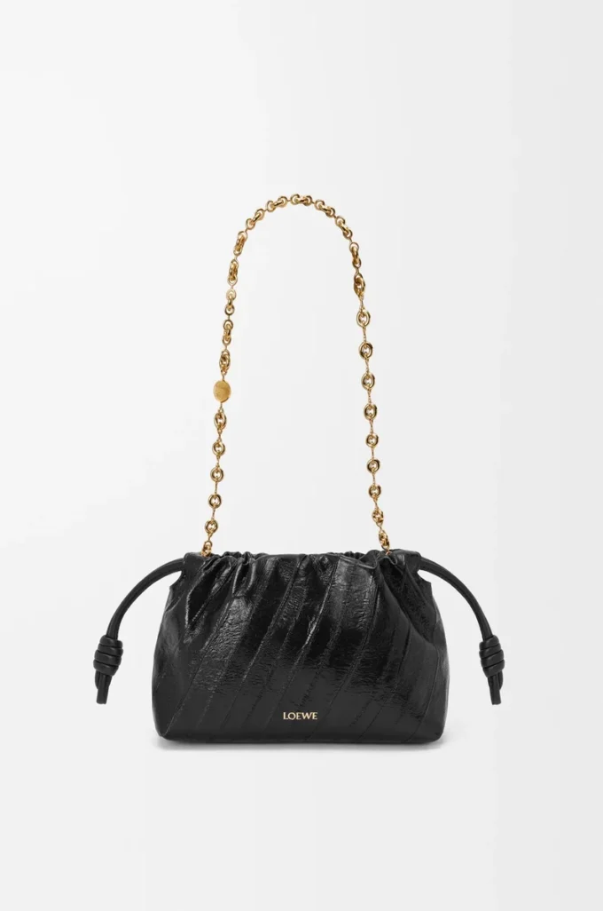 Mini sac à main Flamenco en anguille Noir