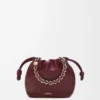 Mini sac à main Flamenco en cuir d&rsquo;agneau nappa souple, couleur bordeaux foncé