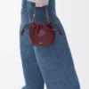 Mini sac à main Flamenco en cuir d&rsquo;agneau nappa souple, couleur bordeaux foncé