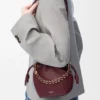 Mini sac à main Flamenco en cuir d&rsquo;agneau nappa souple, couleur bordeaux foncé