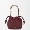 Mini sac à main Flamenco en cuir d&rsquo;agneau nappa souple, couleur bordeaux foncé