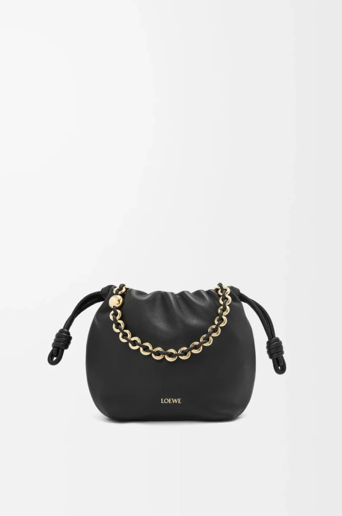 Mini sac à main Flamenco en cuir d&rsquo;agneau nappa souple Noir