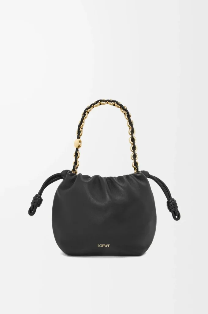 Mini sac à main Flamenco en cuir d&rsquo;agneau nappa souple Noir