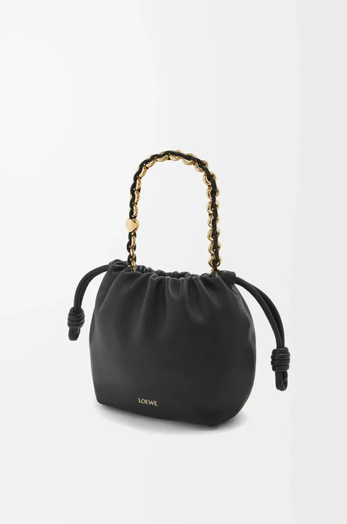 Mini sac à main Flamenco en cuir d&rsquo;agneau nappa souple Noir