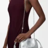 Mini sac à main Flamenco en cuir de veau imprimé moiré Argent