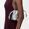Mini sac à main Flamenco en cuir de veau imprimé moiré Argent