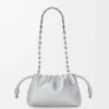Mini sac à main Flamenco en cuir de veau imprimé moiré Argent