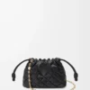 Mini sac à main Flamenco en cuir de veau nappa pincé, couleur Black