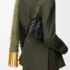 Mini sac à main Flamenco en cuir de veau nappa pincé, couleur Black