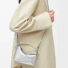 Mini sac Puzzle Edge en cuir d&rsquo;agneau laminé Argent