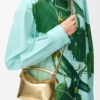 Mini sac Puzzle Edge en cuir d&rsquo;agneau laminé doré