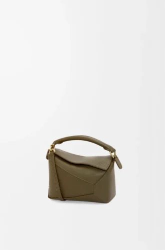 Mini sac Puzzle Edge en cuir de veau classique Dark Khaki