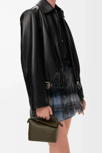 Mini sac Puzzle Edge en cuir de veau classique Dark Khaki
