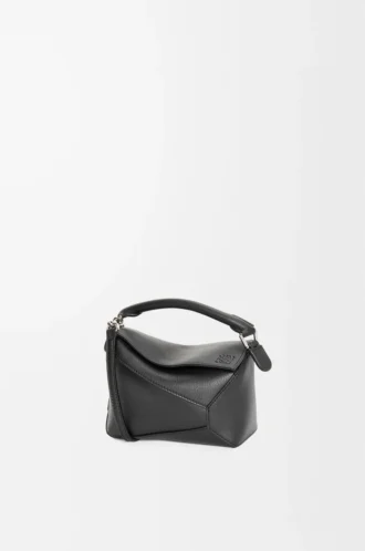 Mini sac Puzzle Edge en cuir de veau classique noir