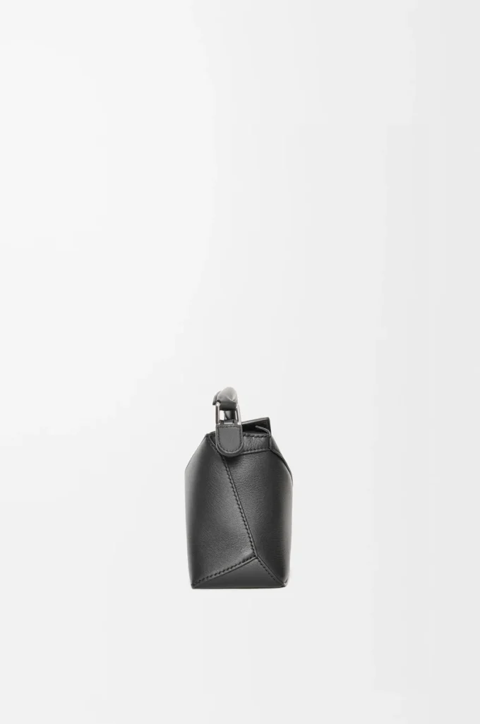 Mini sac Puzzle Edge en cuir de veau classique noir