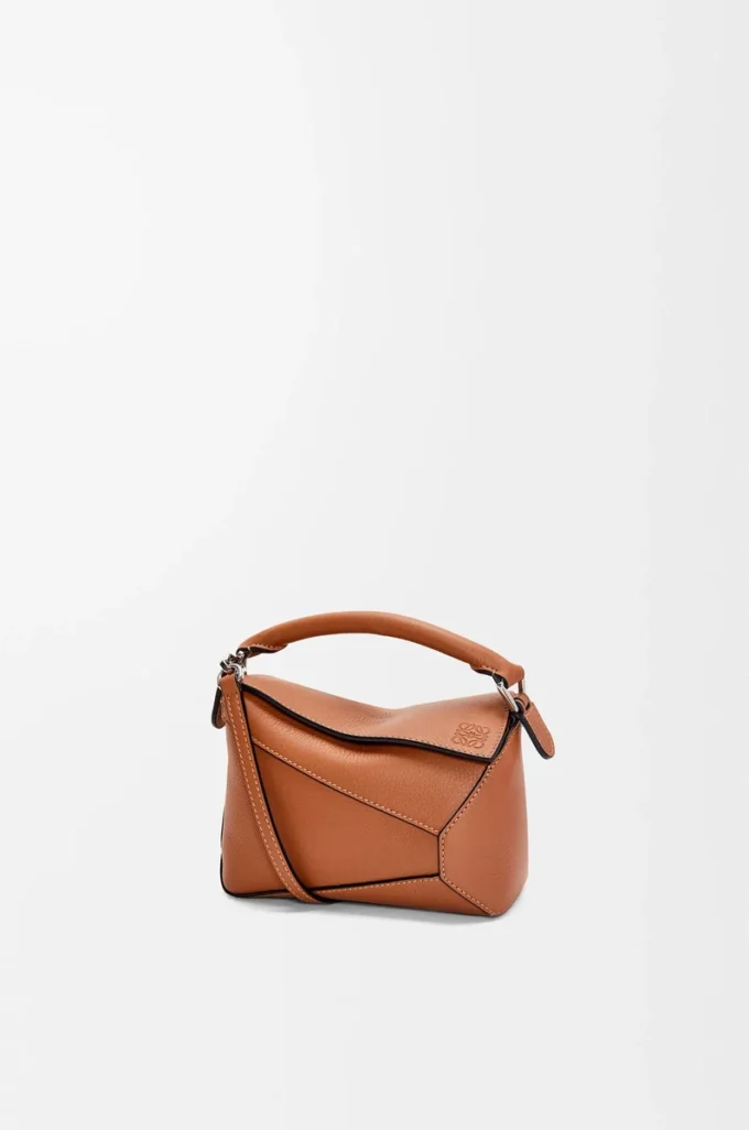 Mini sac Puzzle Edge en cuir de veau classique Tan