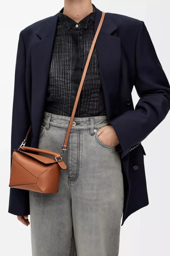 Mini sac Puzzle Edge en cuir de veau classique Tan