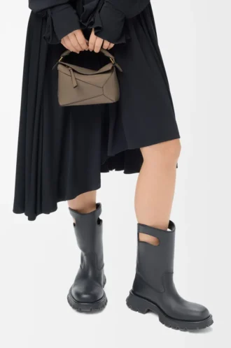 Mini sac Puzzle Edge en cuir de veau grainé souple Taupe