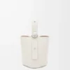 Mini sac seau Pebble en cuir de veau grainé souple blanc cassé