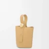 Mini sac seau Pebble en cuir de veau lisse Dark Butter