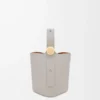 Mini sac seau Pebble en cuir de veau lisse gris coquillage