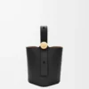 Mini sac seau Pebble en cuir de veau lisse noir Mini sac seau Pebble en cuir de veau lisse noir
