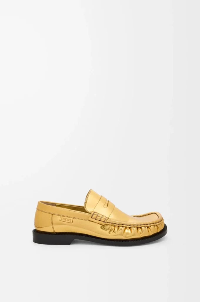 Mocassins Campo en cuir de veau métallisé doré