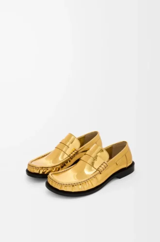 Mocassins Campo en cuir de veau métallisé doré