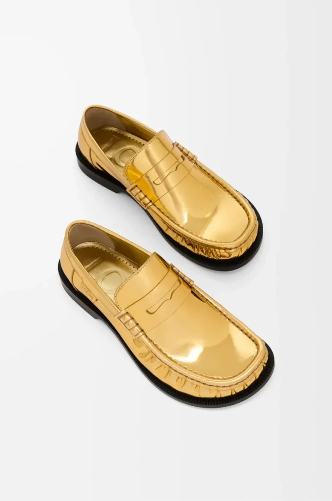 Mocassins Campo en cuir de veau métallisé doré