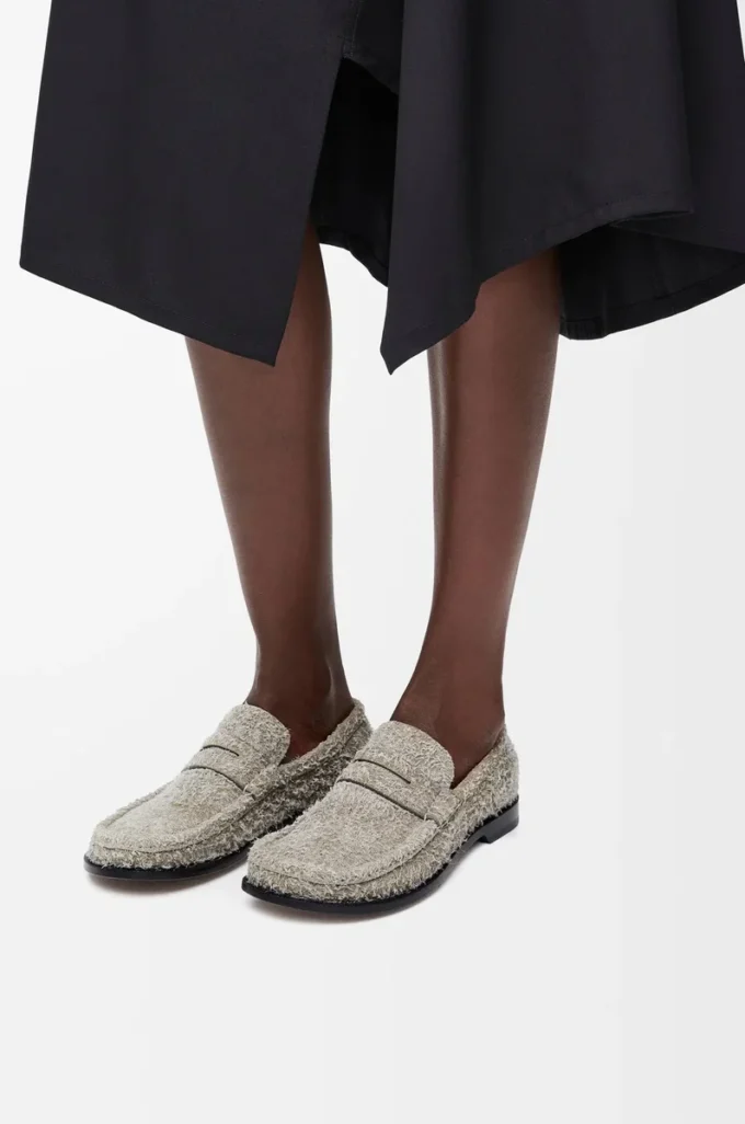 Mocassins Campo en daim brossé vert kaki