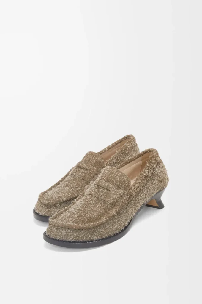 Mocassins Campo en daim brossé vert kaki