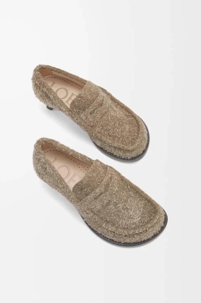 Mocassins Campo en daim brossé vert kaki