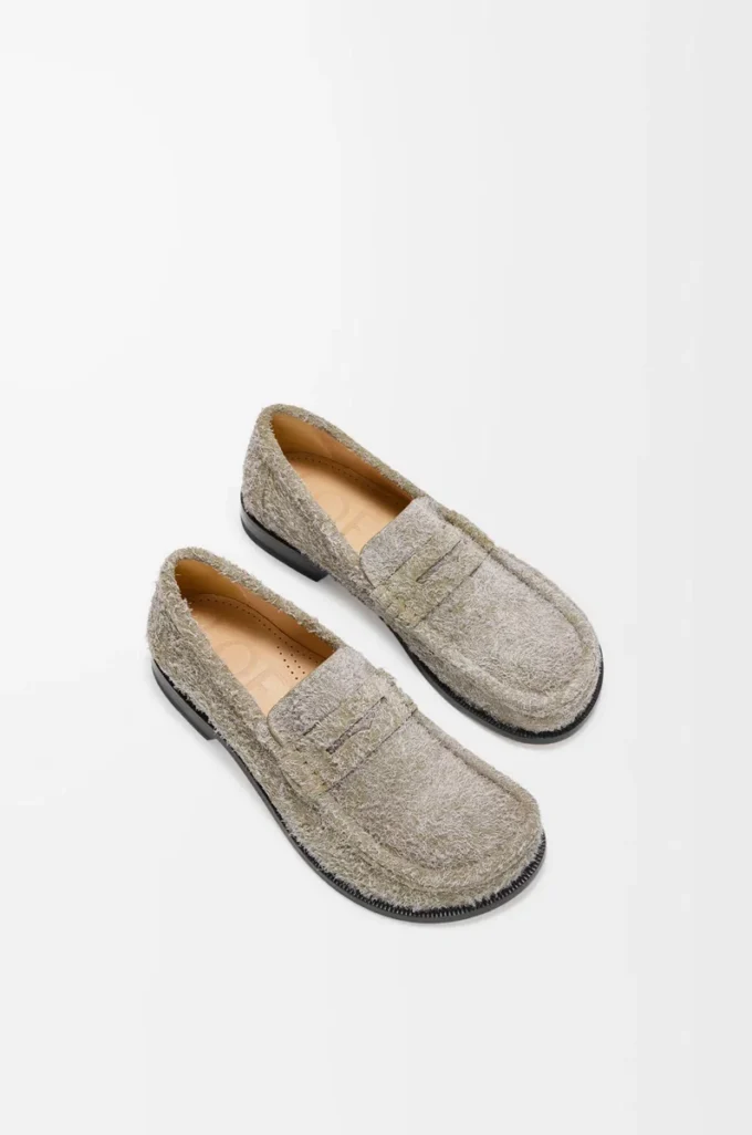 Mocassins Campo en daim brossé vert kaki