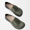 Mocassins Campo à rabat arrière en cuir de veau ciré vert sauge/noir