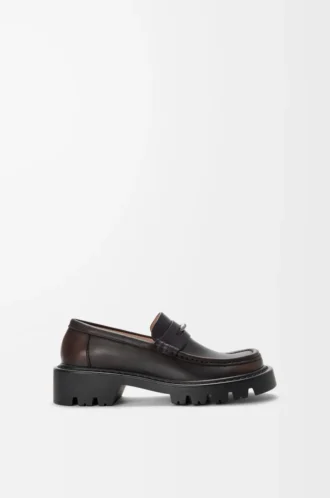 Mocassins Sierra en cuir de veau brossé marron foncé