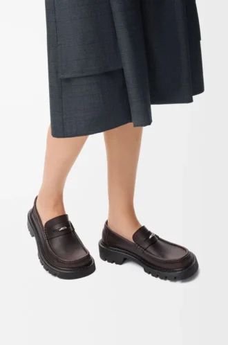 Mocassins Sierra en cuir de veau brossé marron foncé