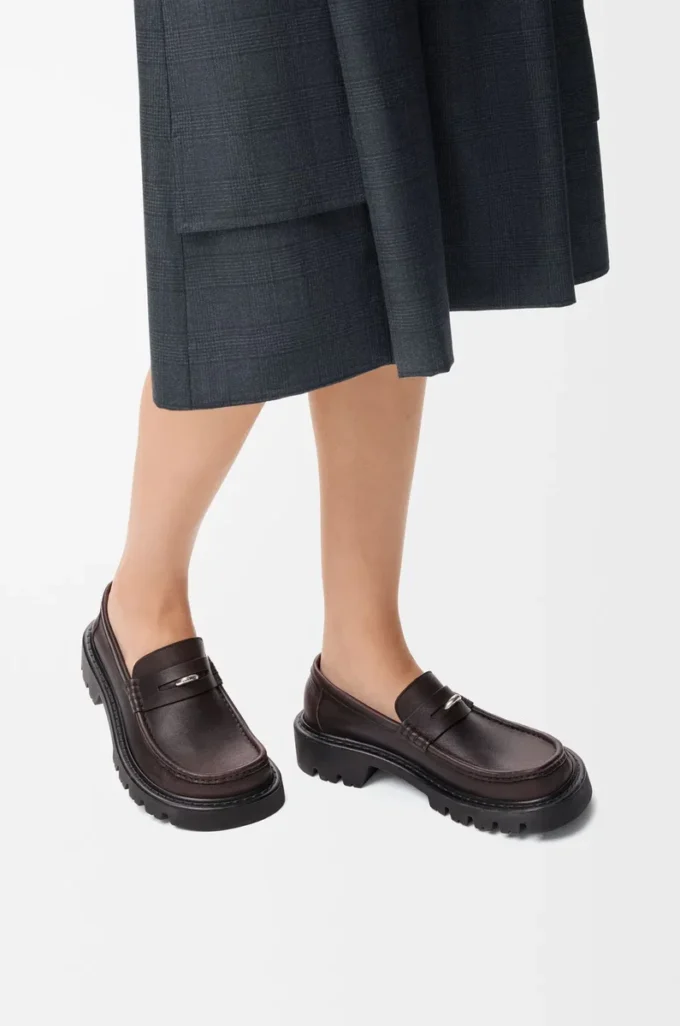 Mocassins Sierra en cuir de veau brossé marron foncé