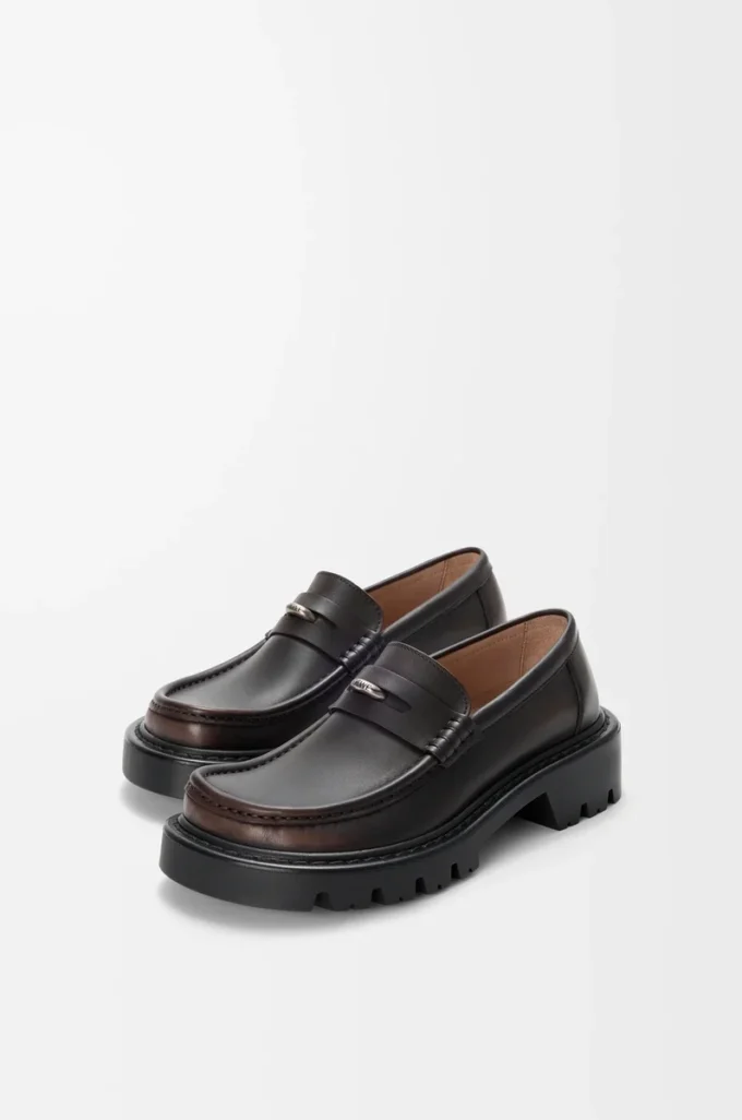 Mocassins Sierra en cuir de veau brossé marron foncé