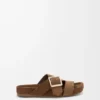 Mule à boucle en daim marron