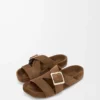 Mule à boucle en daim marron