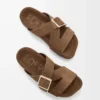 Mule à boucle en daim marron