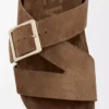 Mule à boucle en daim marron