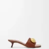 Mule en cuir de veau souple couleur rouille