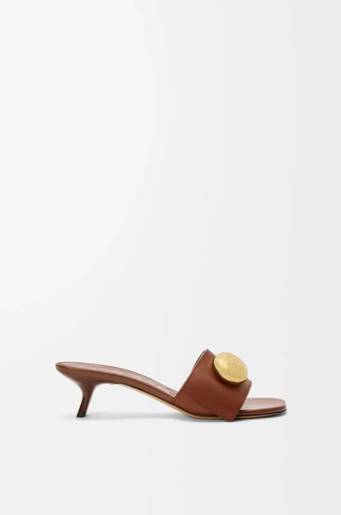Mule en cuir de veau souple couleur rouille