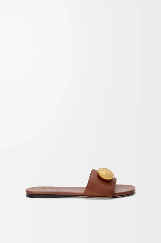 Mule en cuir de veau souple couleur rouille
